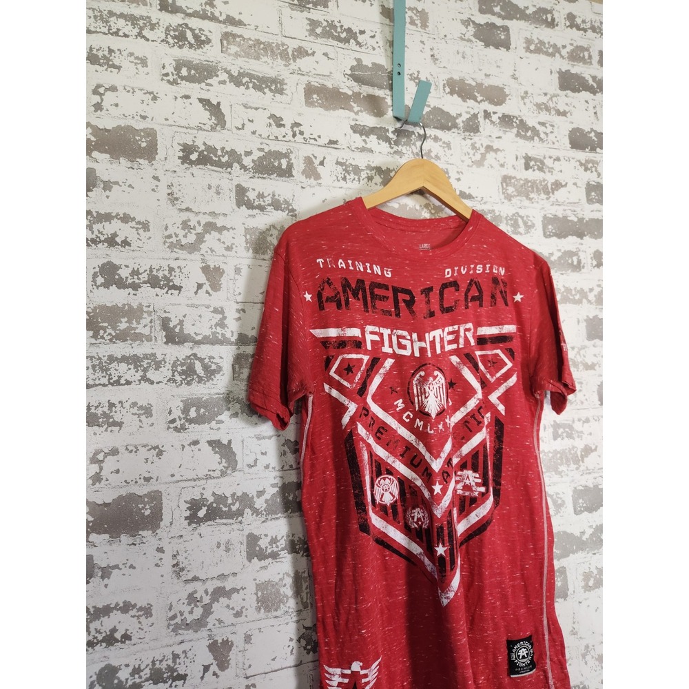 American Fighter Training Division Red Graphic Tee Men's Large Athletic Fit Y2K‎ - Picture 3 of 16